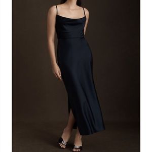 Navy Blue BHLDN cowl neck slip dress